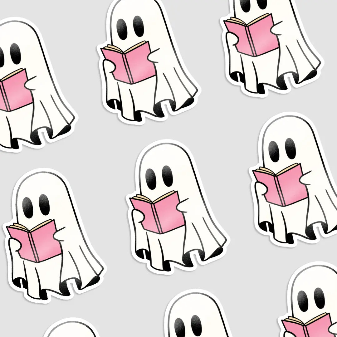 Divertidas pegatinas de fantasmas. Diseño de deportes, plantas, cerveza, vino, café, libro, música, cowboy, enfermero.