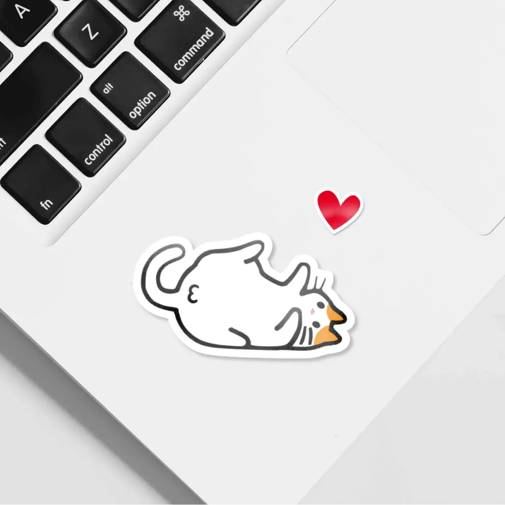 Pegatina gato personalizado boca arriba