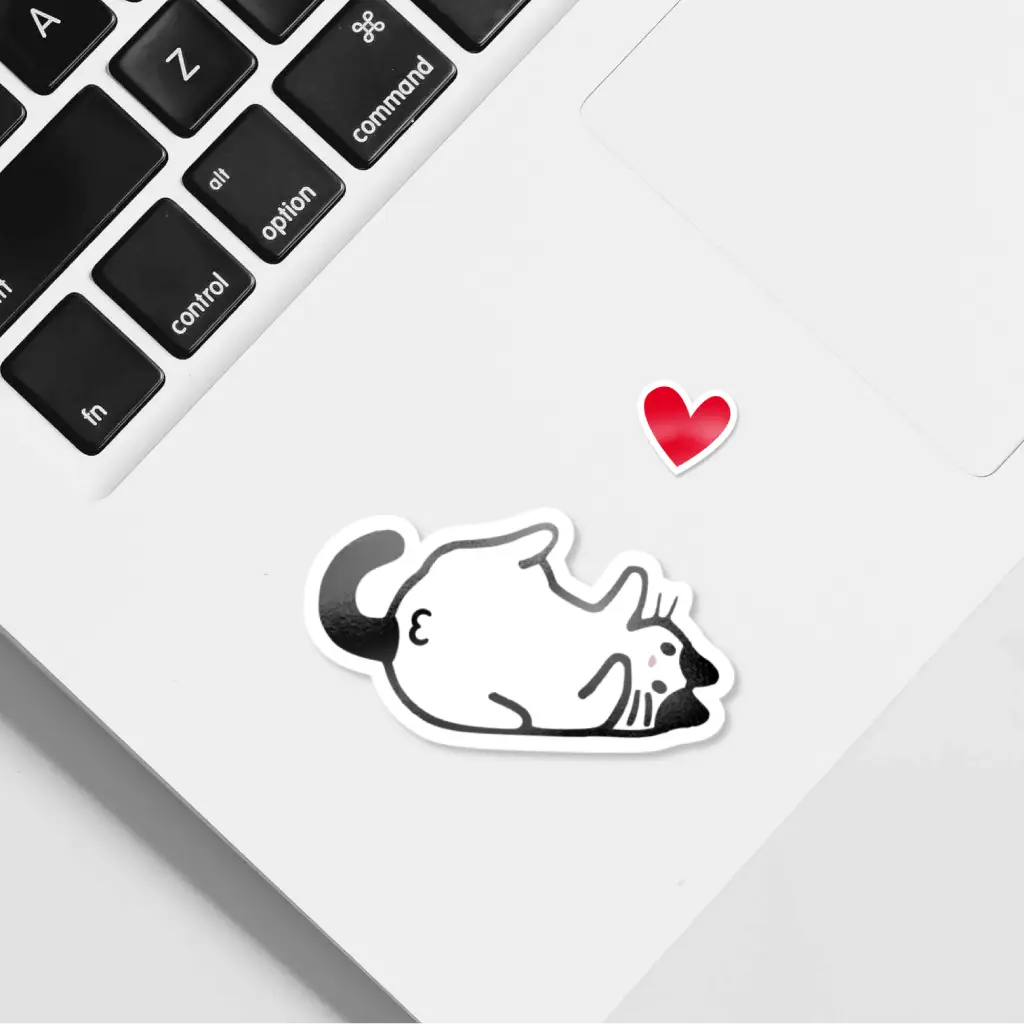 Pegatina gato personalizado boca arriba