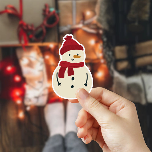 Pegatinas de vinilo de Navidad laminadas, resistentes al agua, perfectas para personalizar móviles, portátiles o botellas. Diseño navideño de 5x5 cm de un muñeco de nieve.
